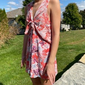 Free People floral front tie romper
